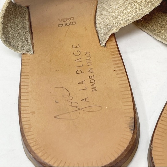 JOIE A LA PLAGE Women’s White Brown NICE Leather Sandals Size 38.5 US 8.5 - Picture 5 of 6